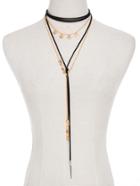 Romwe Sequin & Bar Detail Y Chain Necklace