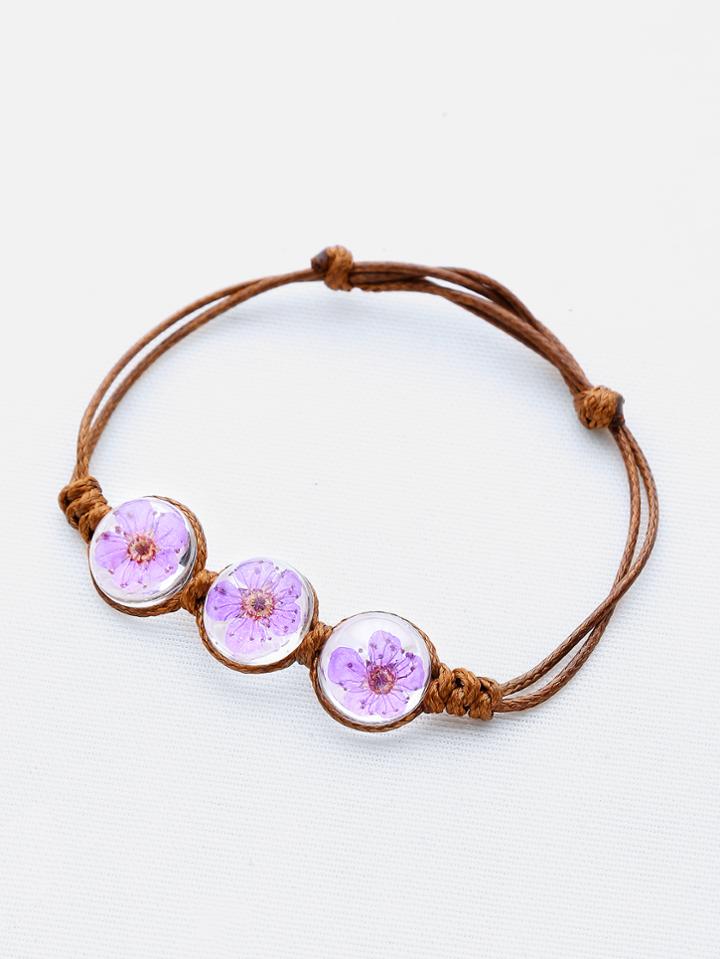 Romwe Glass Flower Knot Bracelet