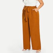 Romwe Plus Knot Front Wide Leg Pants