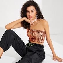 Romwe Snakeskin Print Bandeau Top