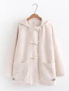 Romwe Rabbit Detail Hooded Duffle Coat