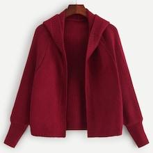 Romwe Solid Hooded Sweater Coat