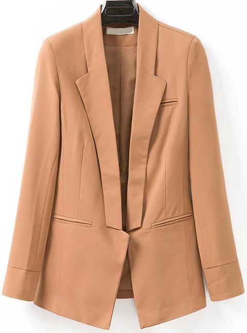 Romwe Lapel Long Sleeve Edge Pockets Slim Blazer