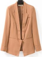 Romwe Lapel Long Sleeve Edge Pockets Slim Blazer