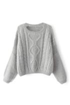 Romwe Batwing Split Grey Jumper