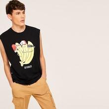 Romwe Guys Banana Letter Print Top