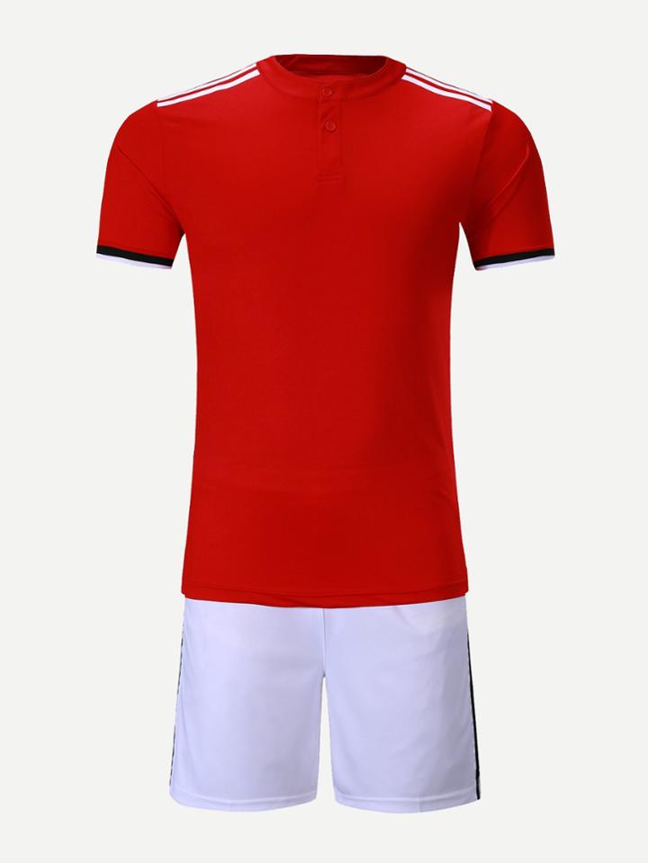 Romwe Men Manchester United F.c. Host Team T-shirt With Shorts