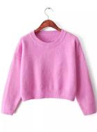 Romwe Crop Knit Red Sweater