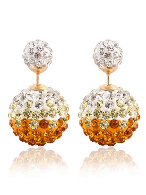 Romwe Rhinestone Ball Double Sided Stud Earrings - Champagne