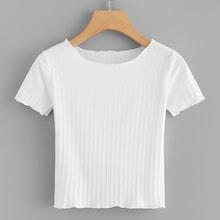 Romwe Solid Ribbed Knit Tee