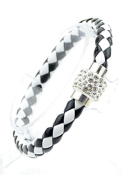 Romwe Black Plait Diamond Bracelet