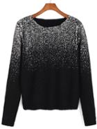 Romwe Round Neck Ombre Silver Sweater