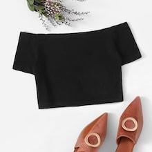 Romwe Off The Shoulder Crop Tee