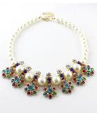 Romwe Multicolor Diamante Bead Necklace