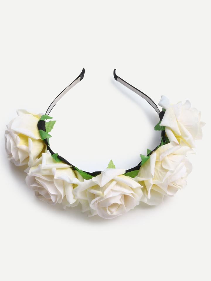Romwe White Rose Crown Headband