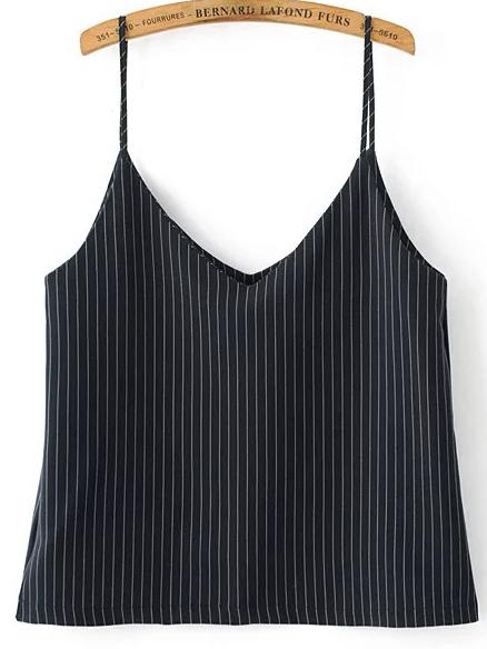Romwe Striped Print Casual Cami Top