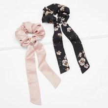 Romwe Floral & Plain Hair Tie 2pack