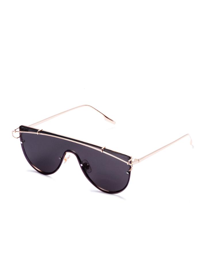 Romwe Gold Frame Glamorous Curved Design Sunglasses