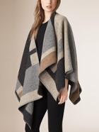 Romwe Grey Apricot Checkered Cape