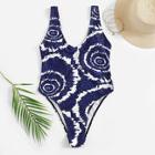 Romwe Random Graphic Print Low Back One Piece Swimsuit