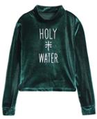 Romwe Holy Water Print Crop Sweatshirt