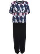 Romwe Geometric Print Top With Chiffon Pant