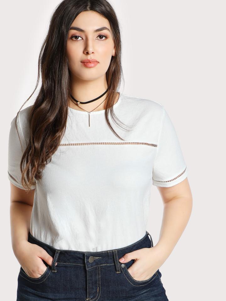 Romwe Ladder Lace Insert Top