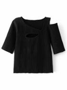 Romwe Cut Out Shoulder Ribbed Knitwear