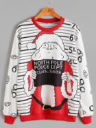 Romwe White Father Christmas Print Sweatshirt
