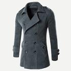 Romwe Guys Double Breasted Slit Back Solid Coat