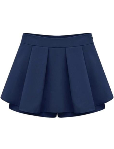 Romwe Ruffle Chiffon Blue Skirt Shorts