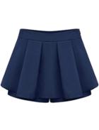 Romwe Ruffle Chiffon Blue Skirt Shorts