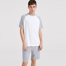 Romwe Guys Raglan Sleeve Tunic Tee & Shorts Pj Set