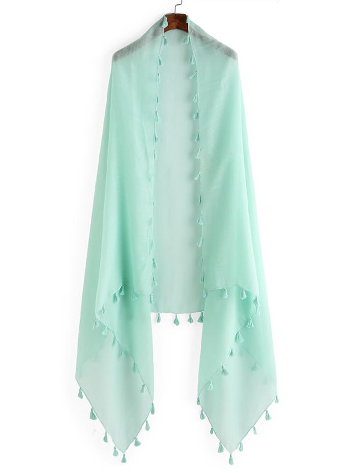 Romwe Tassel Trim Soft Scarf