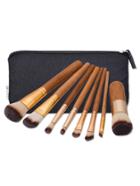 Romwe Bamboo Handle Makeup Brush 8pcs With Bag