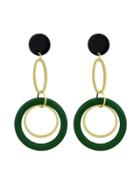 Romwe Green Circle Colorful Resin Party Big Hanging Earrings For Women