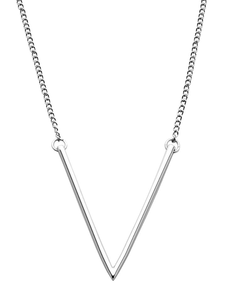 Romwe Silver Plated V Shaped Pendant Necklace