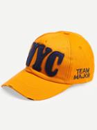 Romwe Yellow Embroidered Letters Baseball Hat