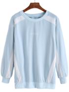 Romwe Sky Blue Sweatshirt With Contrast Trims