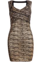 Romwe Sleeveless Bodycon Bandage Gold Dress