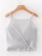Romwe Pleated Surplice Cami Top