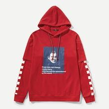 Romwe Guys Figure Print Drawstring Hoodie Sweatshirt
