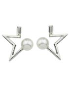 Romwe Silver Color  Pearl Geometric Shape Stud Earrings