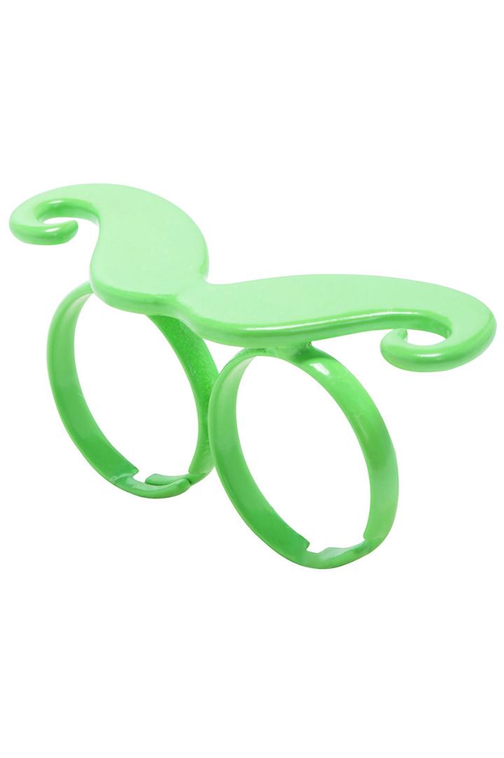 Romwe Romwe Mustache Green Double Ring