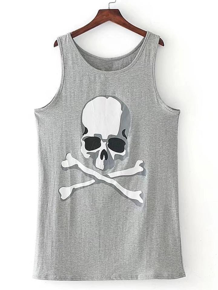 Romwe Skeleton Print Tank Dress