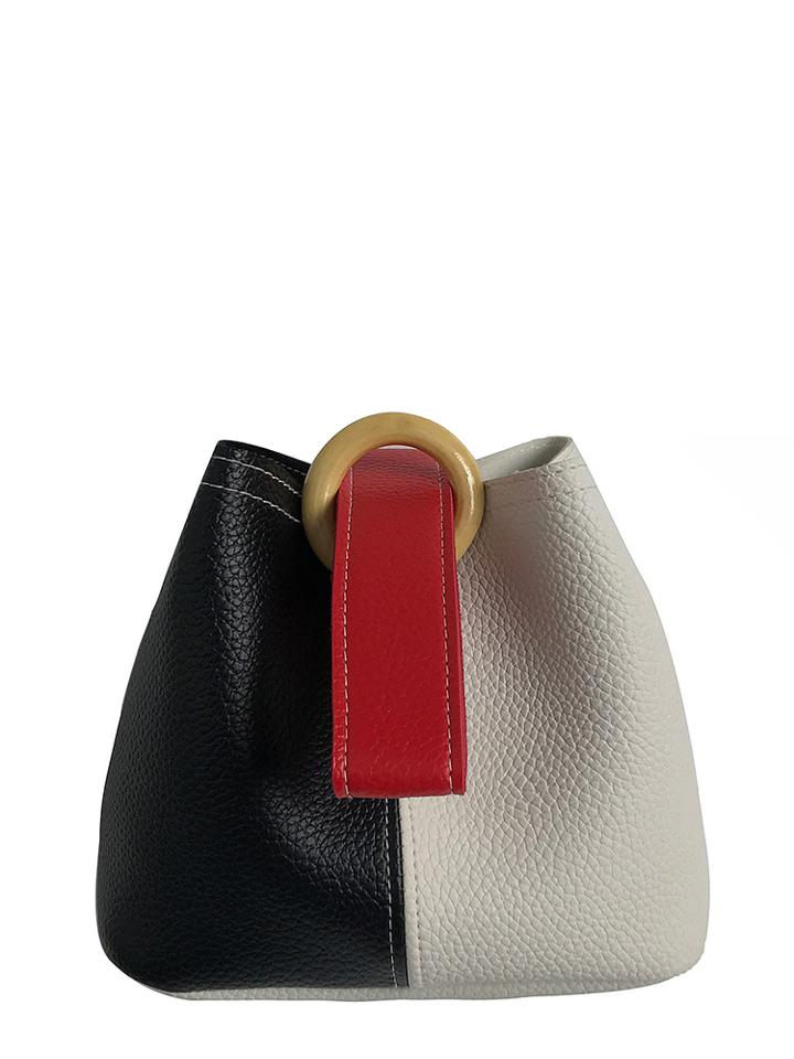 Romwe Two Tone Bucket Bag With Clutch