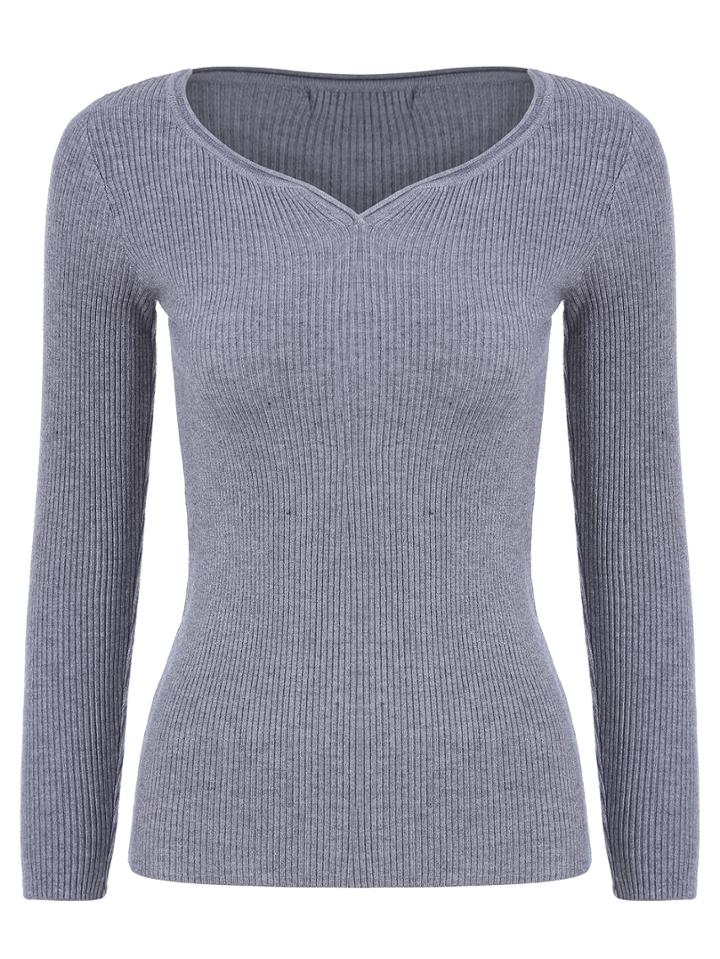Romwe V Neck Slim Sweater