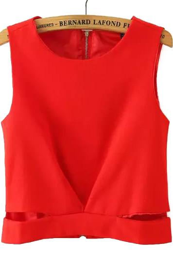 Romwe Cut Out Red Tank Top