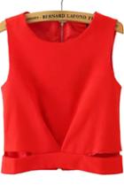 Romwe Cut Out Red Tank Top