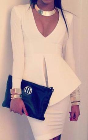 Romwe V Neck Ruffle Bodycon Dress